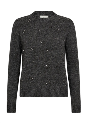 Diamond pullover w/Rhinestones & Pearls Dark Grey Melange Copenhagen Muse 